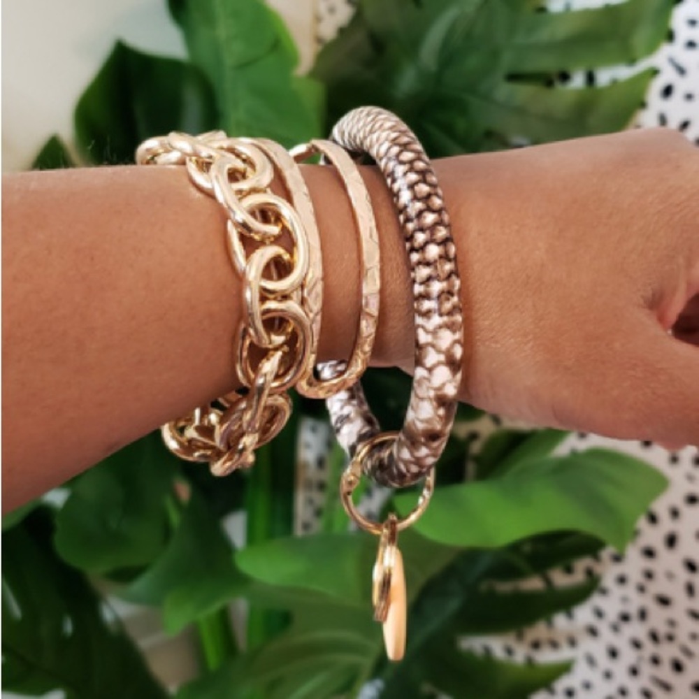 Key Chain Bracelet -Brown Snake Print
